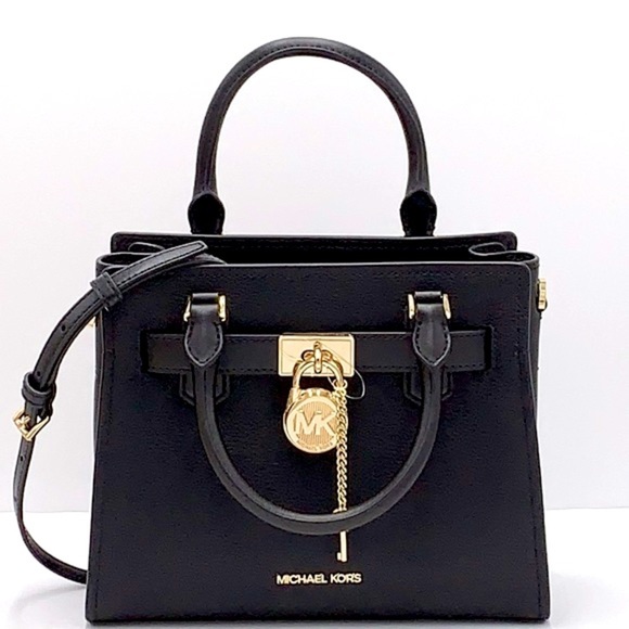Michael Kors Hamilton Small Satchel Shoulder Crossbody Bag Black color NWT - Picture 3 of 15
